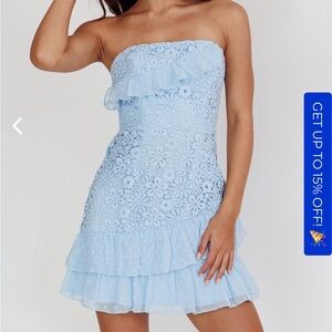Blue strapless homecoming dress XS